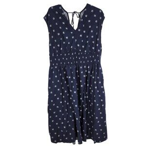 Old Navy Navy Ditsy Floral Boho Sundress Smocked Waist Flowy Dress 2X prairie